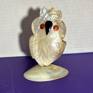 Vintage Owl tooth pick holder made from mother of pearl